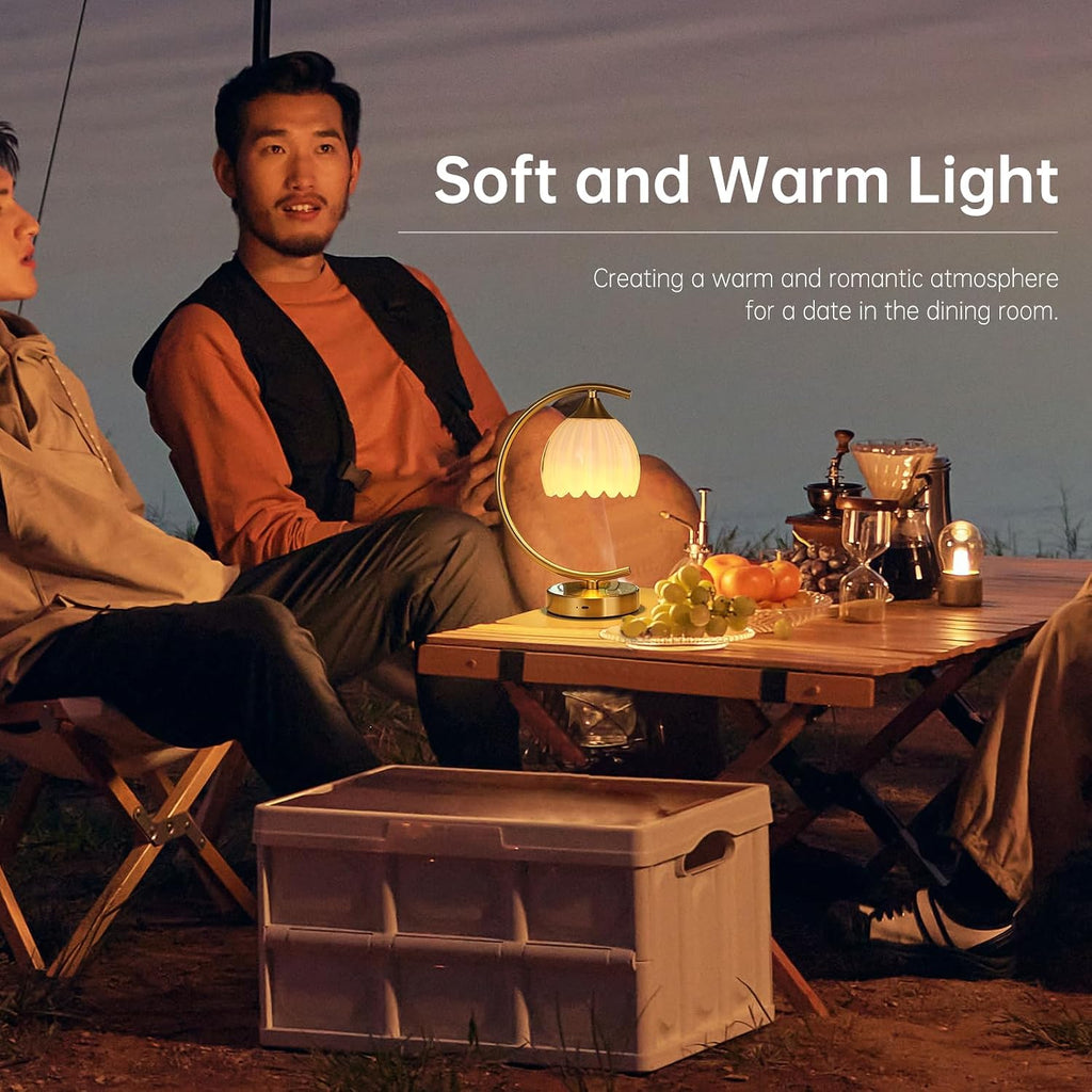 Shenmoyl Set of 2 Tulip Table Lamp, 5200mAh Cordless Touch Control Table Lamps with 3 Color Temps & Stepless Dimming, Rechargeable…