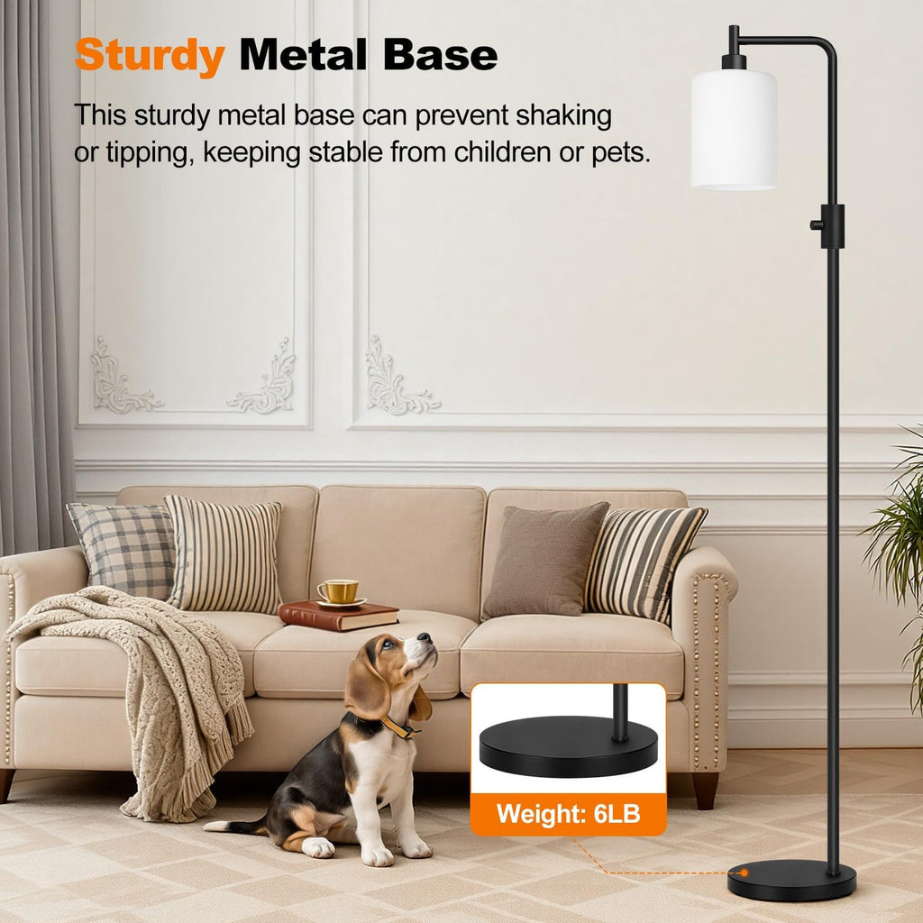 Upgraded】Dimmable Floor Lamp for Living Room with Frosted White Glass Shade, Modern Industrial Floor Lamp with 900LM Bulb Included…