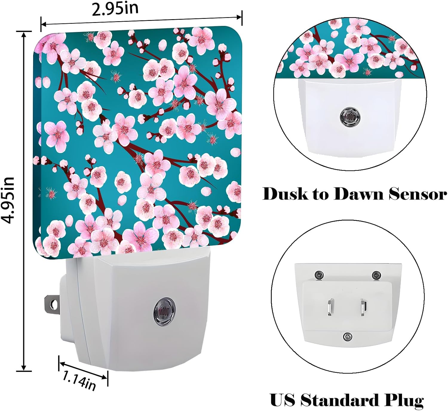 Cherry Blossom Night Light, Plug Into Wall Decor for Stairway, Hallway, Kitchen, Dusk to Dawn Sensor Nightlights for Boys/Girls/Women/Men…
