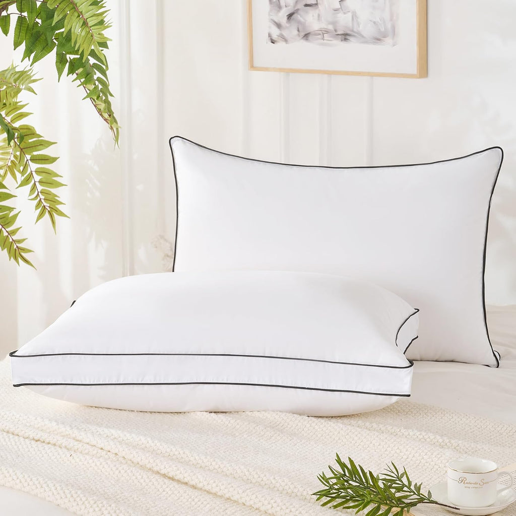 Mosluna Feather Down Pillows Queen Size Set of 2, Hotel Collection Bed Pillows 2 Pack, Medium Firm Pillow for Side, Back or Stomach Sleeper…