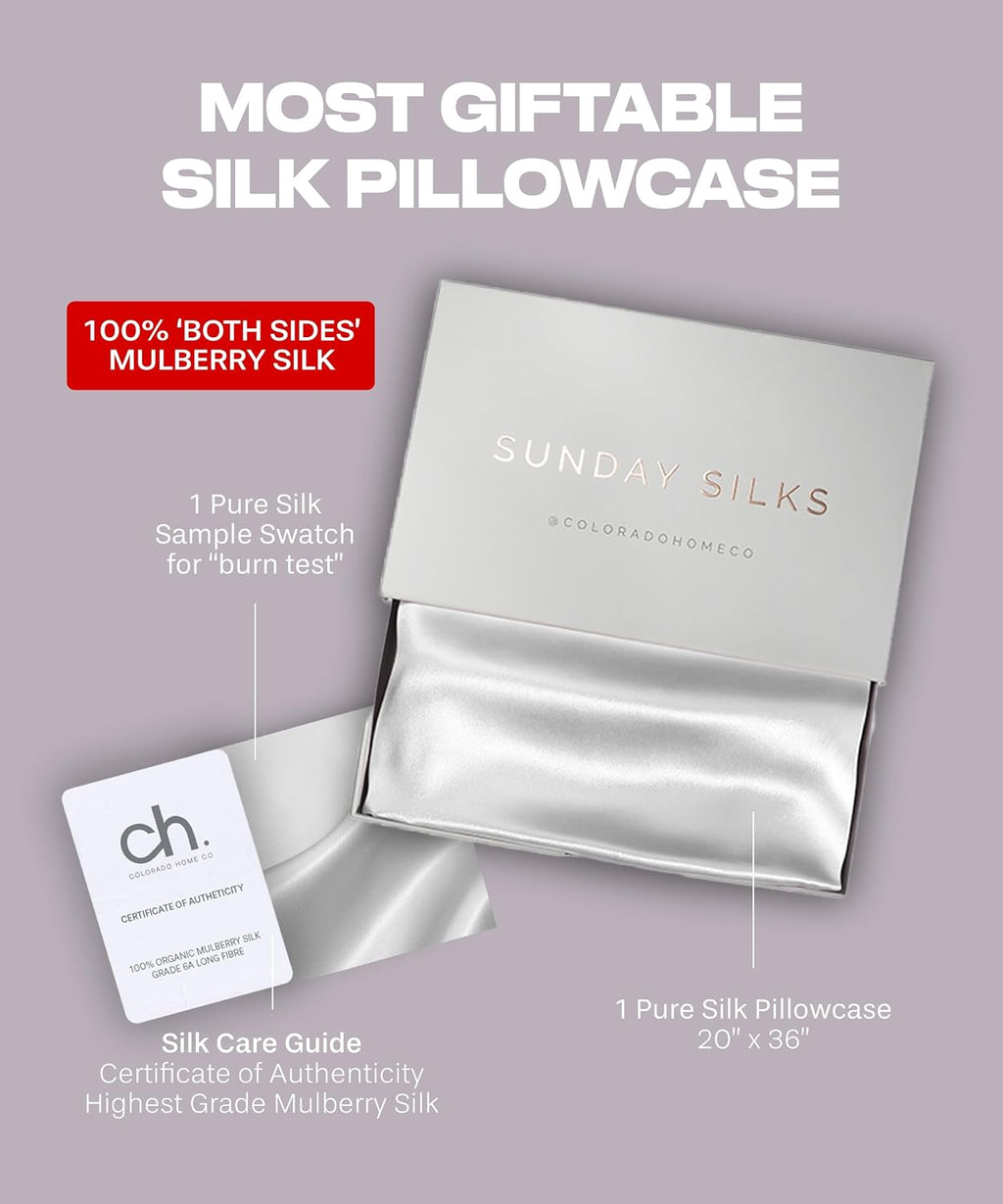 ColoradoHomeCo Colorado Home Co 1 Pack King Size 100% Mulberry Silk Pillowcase, Pure White, 20" x 36" 1 Pack cotton White