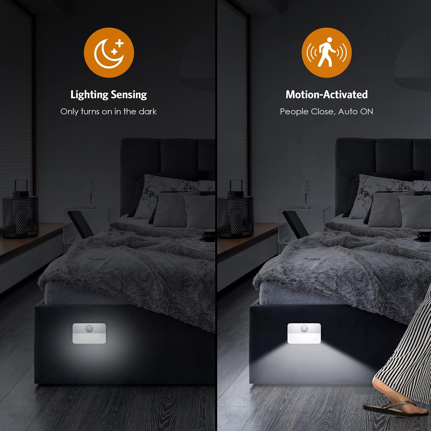 Jxtz 【2 PACK】 Motion Sensor Night Light, Stick-On Motion Sensor Lights Indoor, Battery Powered Under Cabinet Kitchen Lights with Adhesive P…