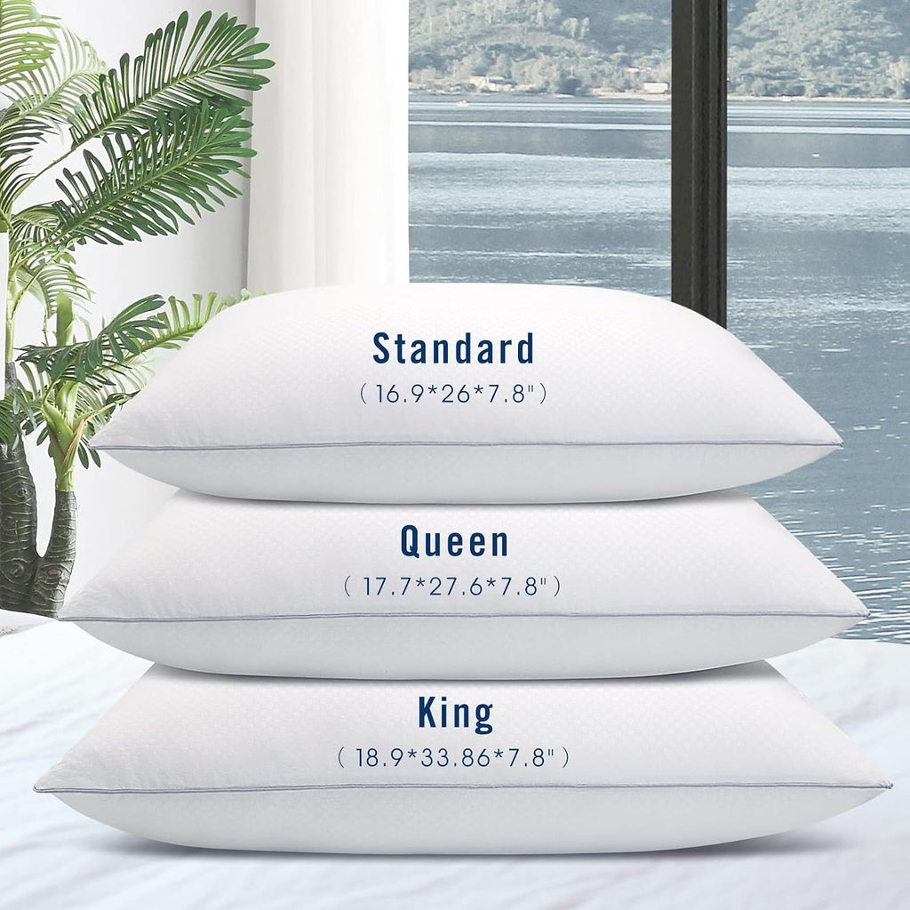Piwaal Bed Pillows for Sleeping 2 Pack, Standard Size Pillows Set of 2, Down Alternative Filling, Pillow for Back, Stomach or Side…