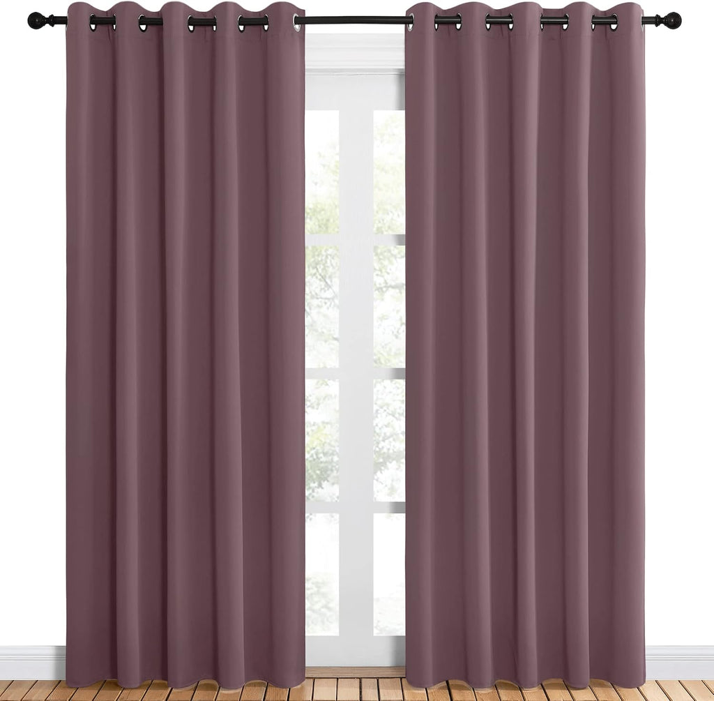 NICETOWN Room Darkening Draperies Window Curtain Panels, Dry Rose, 2 Panels, W60 x L84 -inch, Thermal Insulated Grommet Room Darkening…