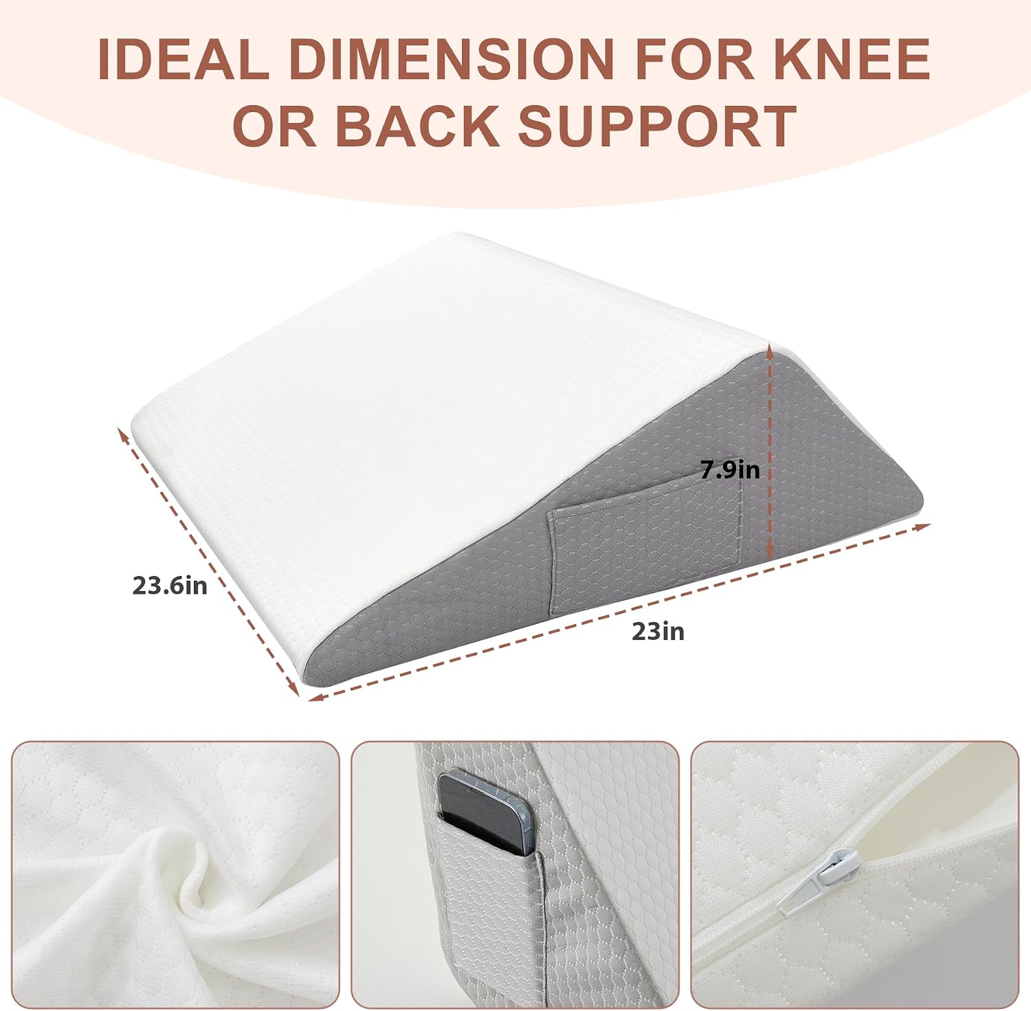 Bedluxe Knee Pillow for Back Sleeping, Leg Pillow Knee Wedge Pillow, Memory Foam Post Surgery Triangle Pillow for Knee Support, Leg Elevati…