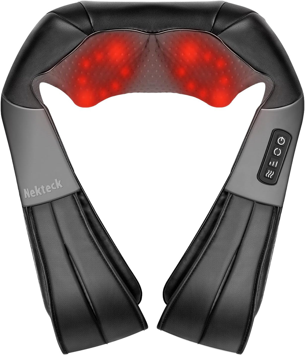 Nekteck Shiatsu Neck Massager with Heat for Deep Tissue, 2026 Upgraded 3D Back Shoulder Kneading Massage Pillow, Relaxation Gifts for Mom D…