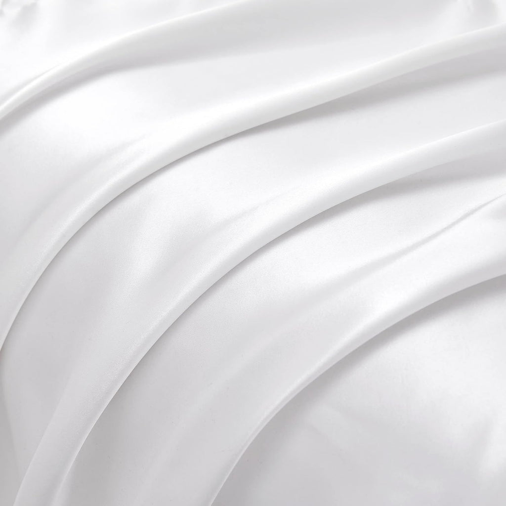 HommxJF White Satin Pillowcase Standard Set of 2 with Envelope Closure, White Silk Pillowcase for Hair and Skin (20x26) White