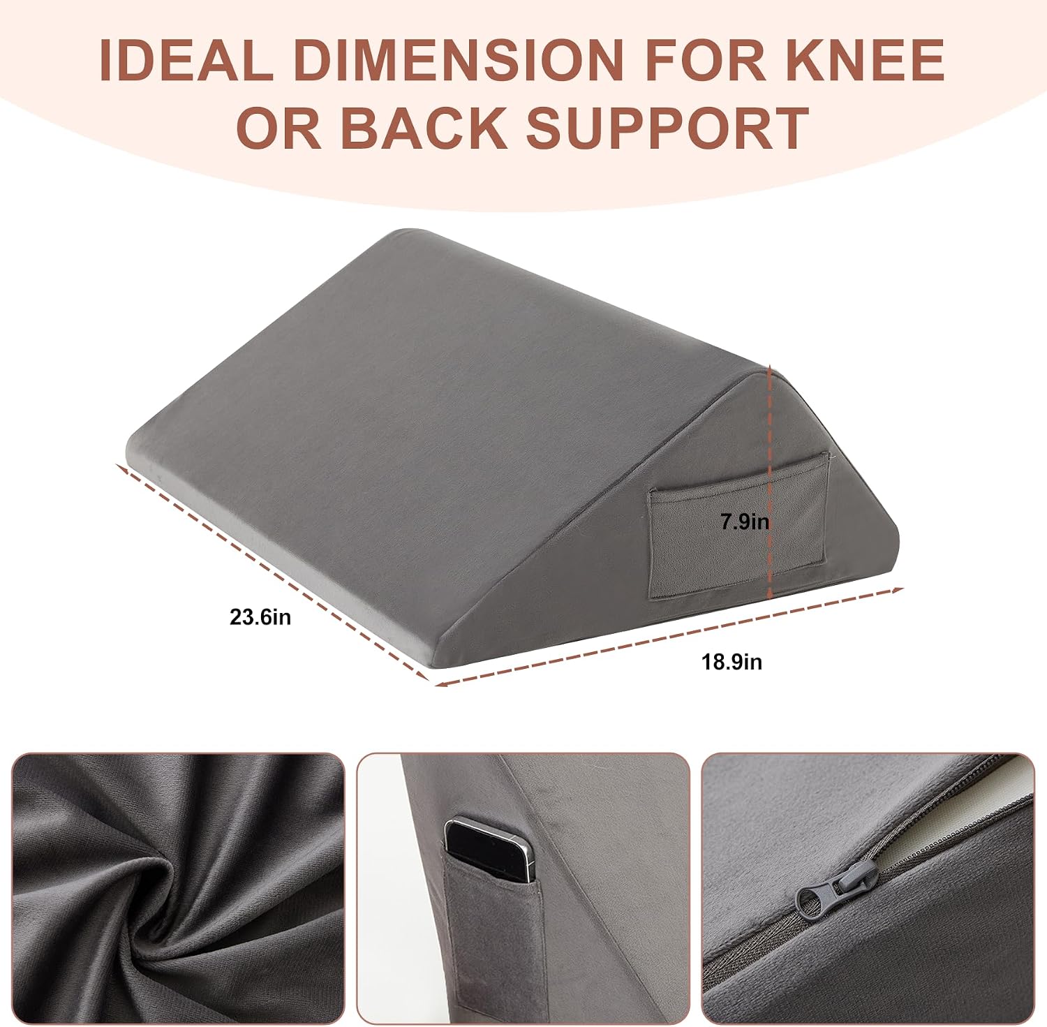 Bedluxe Knee Pillow for Back Sleeping, Leg Pillow Knee Wedge Pillow, Memory Foam Wedge Pillows for Legs After Surgery, Triangle Pillow for…