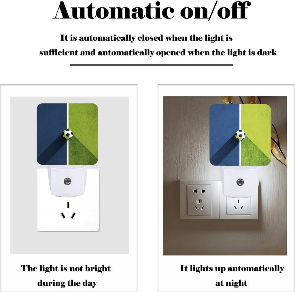 Soccer Ball Field Night Light, Plug Into Wall Decor for Stairway, Hallway, Kitchen, Dusk to Dawn Sensor Nightlights for Boys/Girls/Women/Men…