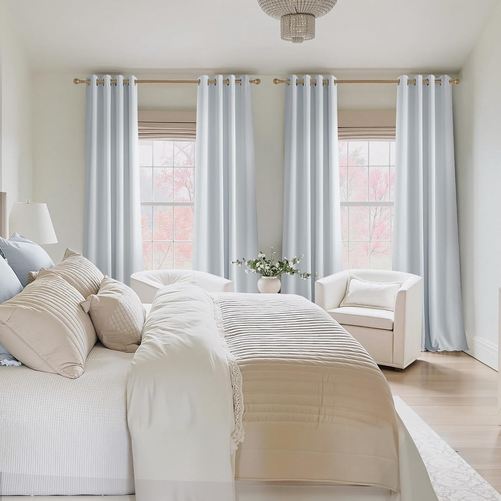 Nicetown Room Darkening Draperies Curtains Panels, 2 Panels Greyish White W52 x L84 White