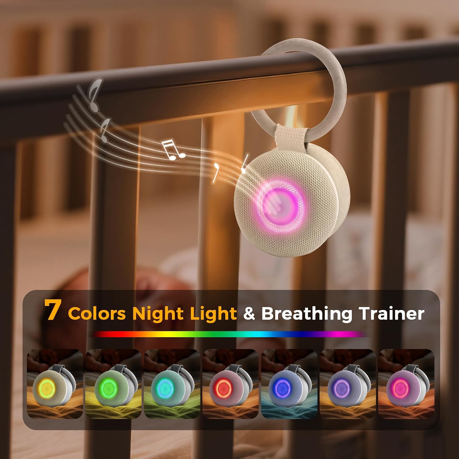 Portable Sound Machine - White Noise Sound Machine for Baby, Travel Donut Sound Machine for Sleep, 15 Soothing Sounds & 7 Colors Night…