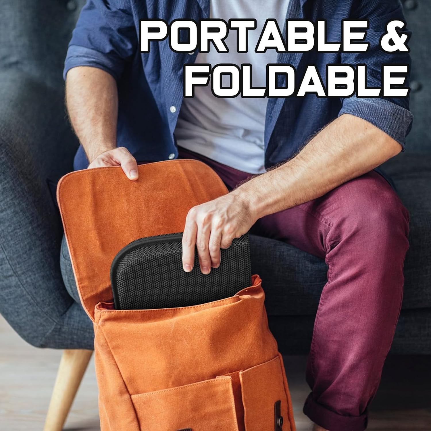 Wisimmall Gel Seat Cushion Portable Travel Cushions, 16.5" x 12" Large Size Super Thick Foldable Chair Seat Cushion Lightweight for Car Off…