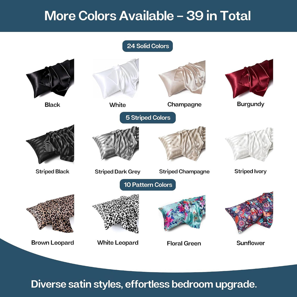 MR&HM Satin Body Pillow Cover, Soft and Breathable Body Pillow Case with Envelope Closure, Cooling and Silky Long Pillowcase for Hair and…