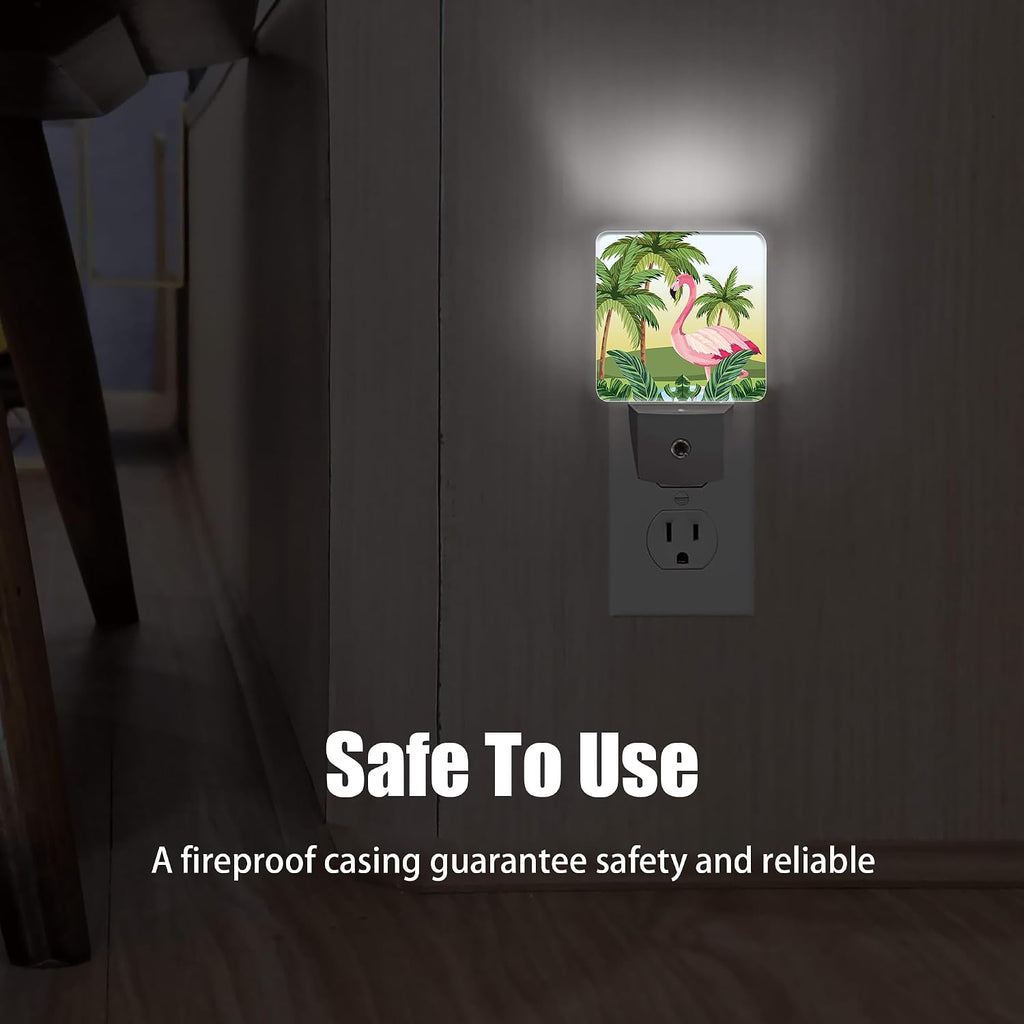 Tropical Flamingo Cartoon Night Light, Dusk to Dawn Smart Sensor Nightlight for Bedroom Bathroom Kitchen Hallway Stairs Hallway, Plug-in…
