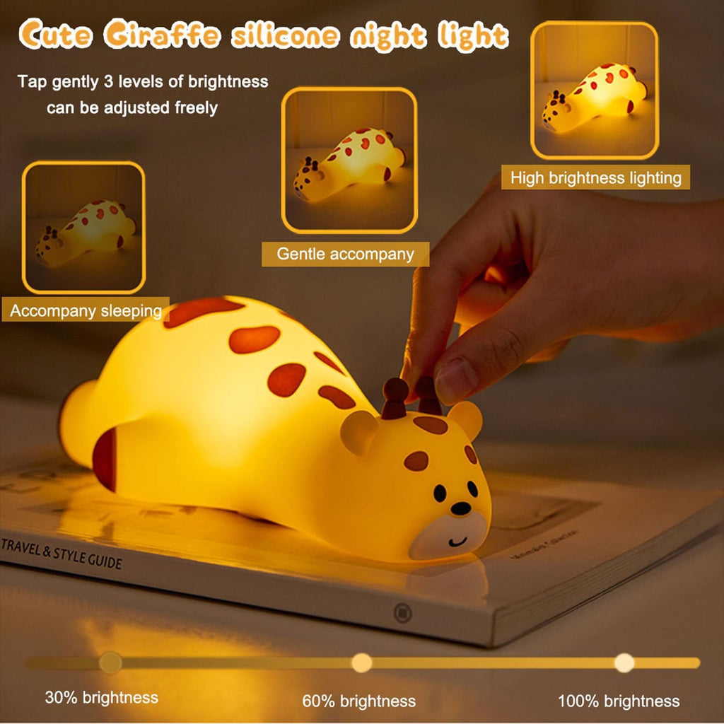 DREAMING MY DREAM Cute Giraffe Night Light for Kids,3 Levels Dimmable Bedside Touch Lamp Rechargeable Squishy Nursery lightwith 30min…