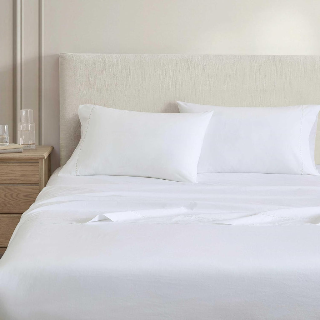 MarthaStewart Martha Stewart - Twin Size Sheets Set, Crisp & Tailored Cooling Sheets with a Smooth Cotton Percale Lightweight Feel - Bed Sh…