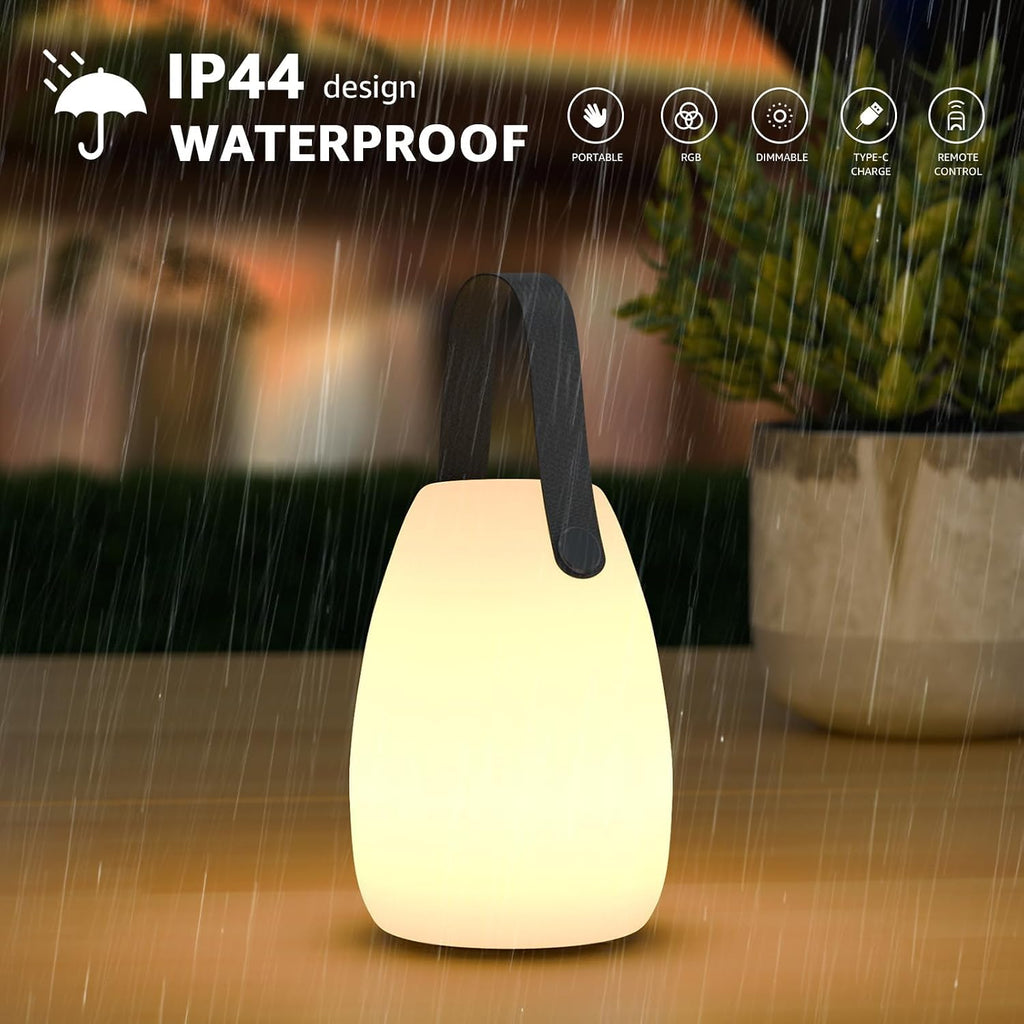 uuffoo 2 Pack Rechargeable Portable Table Lamp, Cordless RGB Lantern with Remote, Decorative LED Night Light, IP44 Waterproof Indoor…
