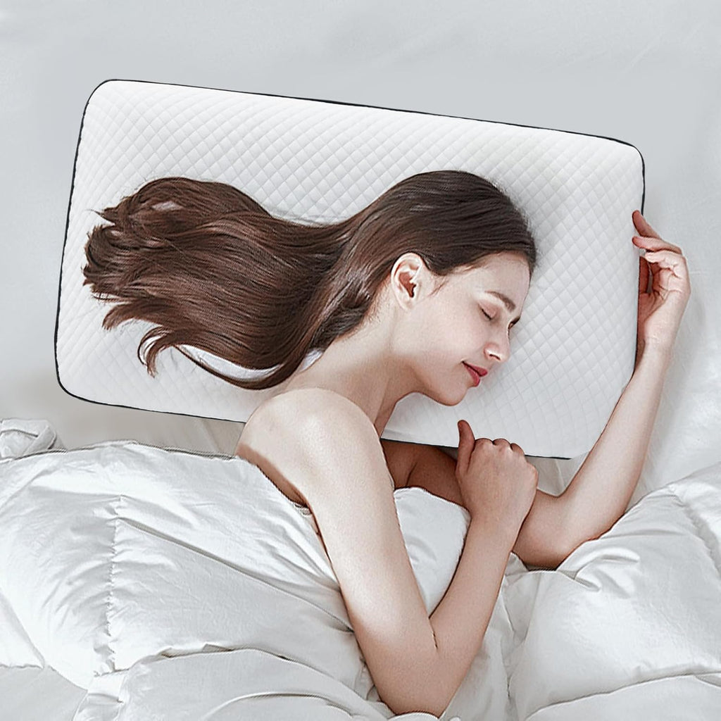 Soft Memory Foam Pillow, Gel Pillow for Back and Side Sleeper, Medium-Soft,150 Breathable Holes, Oeko-TEX & CertiPUR-US…