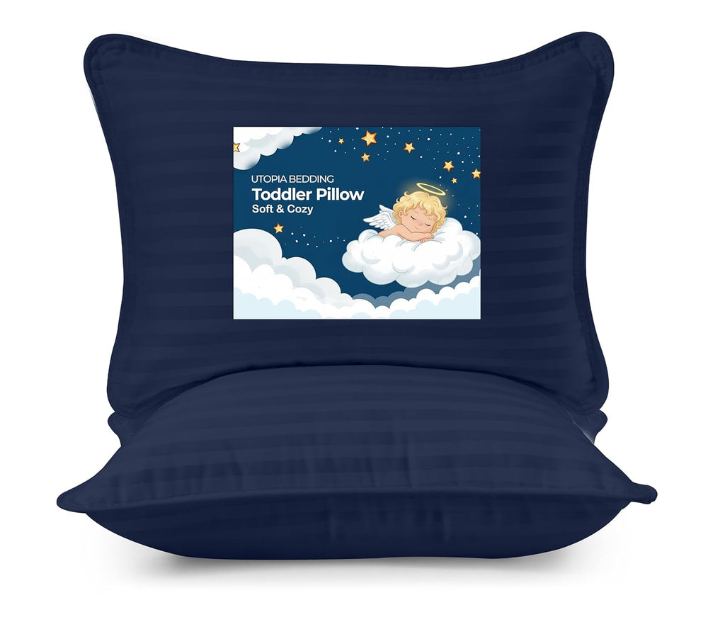 Utopiabedding Utopia Bedding Toddler Pillow (Navy Blue, 2 Pack), 13x18 Small Kids Pillow for Sleeping, Soft and Breathable Cotton Blend She…