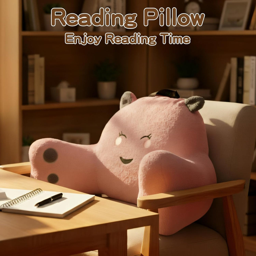 Ajicong Reading Pillow for Sitting in Bed Couch Teens/Adult, Back Rest Pillow for Sitting Up in Bed with Shredded Memory Foam, Includes Arm…