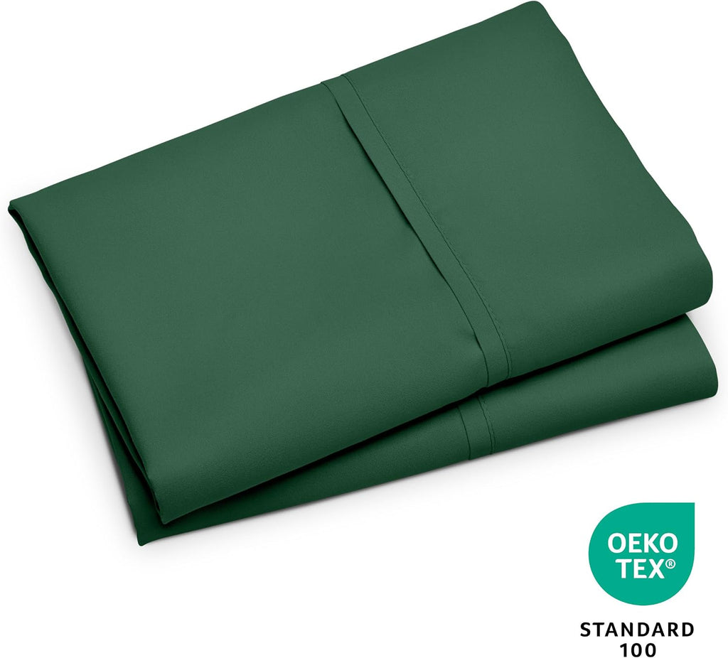 BareHome Bare Home Microfiber Pillow Cases - Standard/Queen Size Set of 2 - Cooling Pillowcases - Double Brushed - Forest Green Pillowcases…