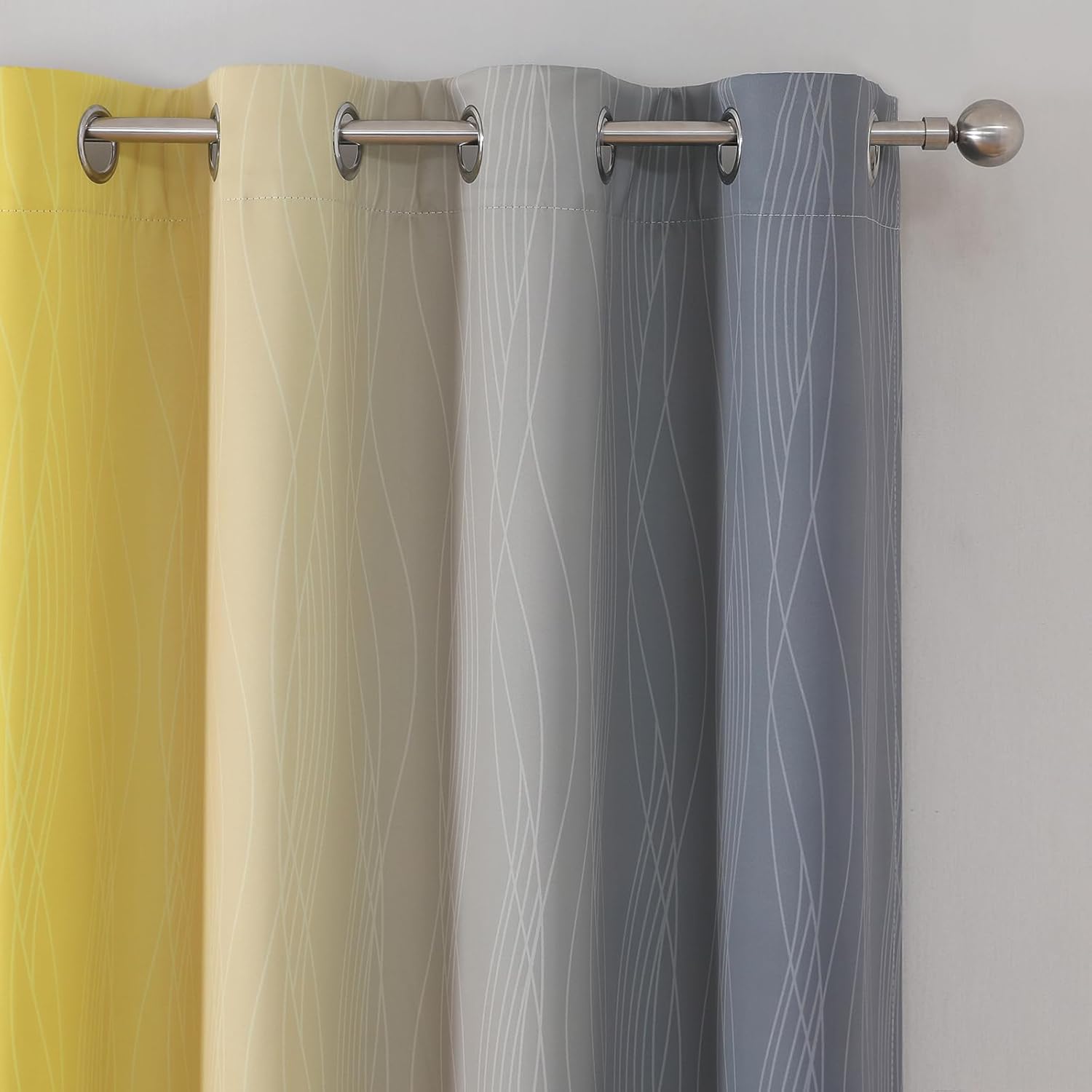 Estelartextiler Estelar Textiler Grey and Yellow Ombre Short Blackout Curtains 36 Inch Long, Thermal Insulated Grommet Small Half Window Dr…