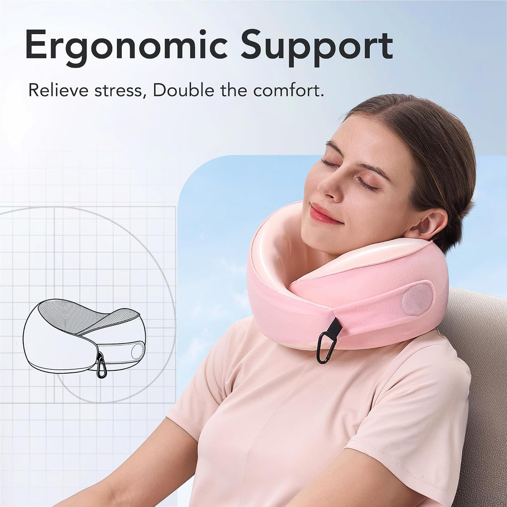 KPNEOL Travel Pillow, 100% Pure Memory Foam Travel Neck Pillow Airplane Neck Support Ergonomic Design for Traveling Suitable for…