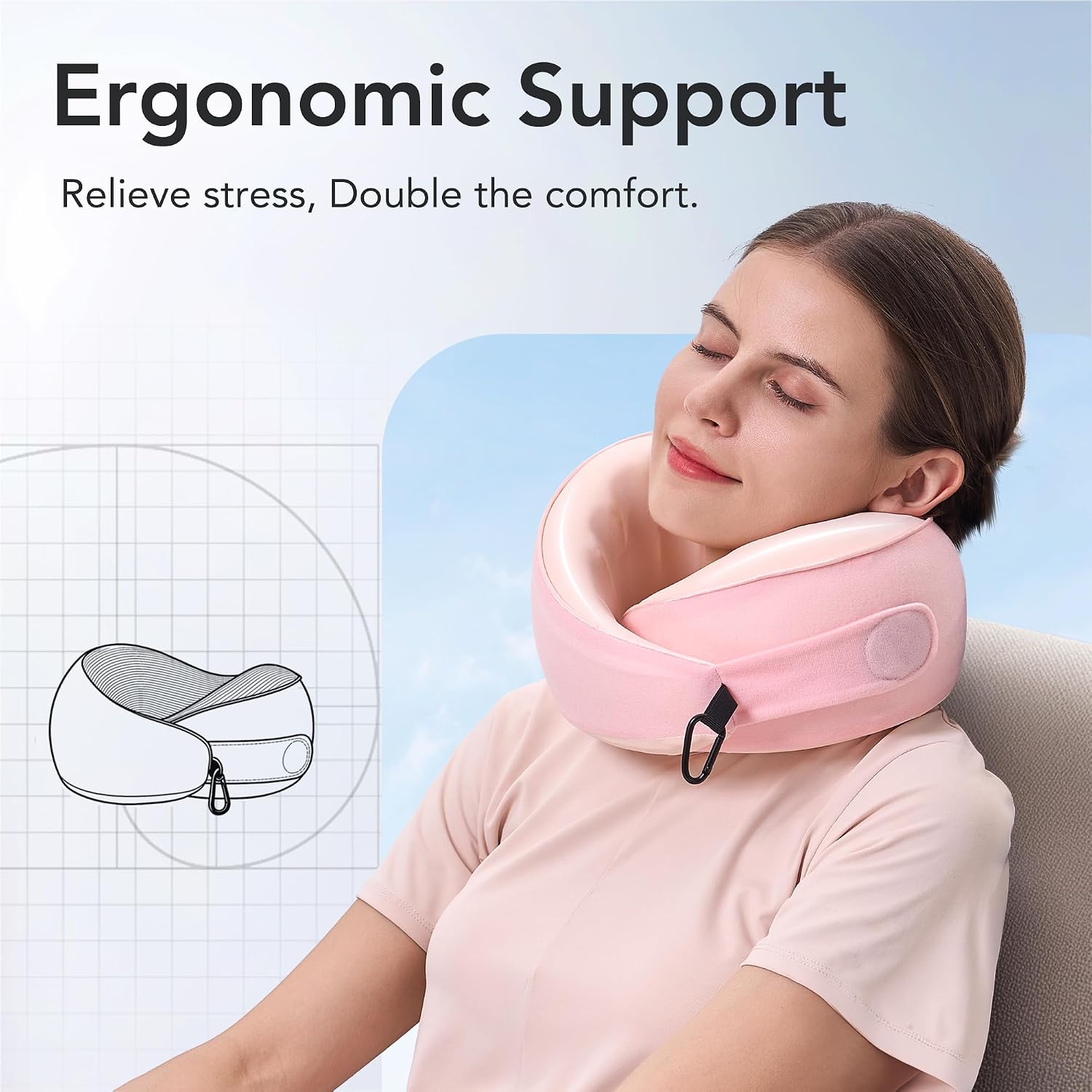 KPNEOL Travel Pillow, 100% Pure Memory Foam Travel Neck Pillow Airplane Neck Support Ergonomic Design for Traveling Suitable for…