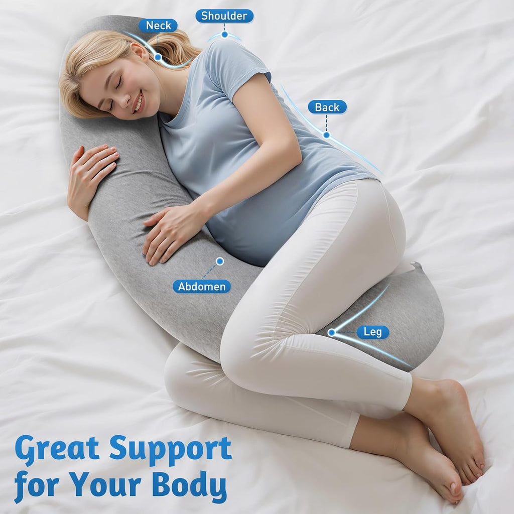 SweetSlubr Body Pillow, Pregnancy Pillows for Sleeping, C-Shaped Maternity Pillow for Pregnant Women with Adjustable Firmness, Full Body…