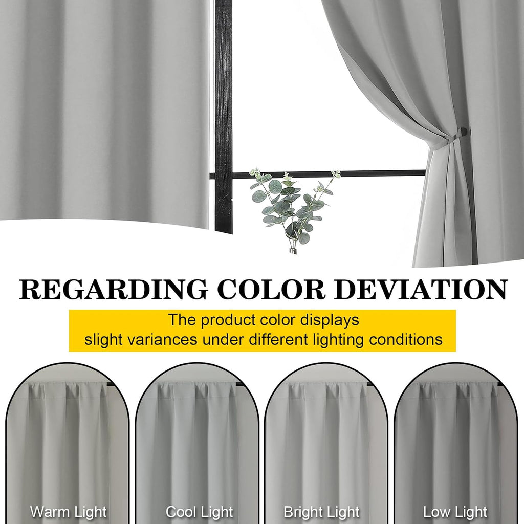 WelvetBLK Silver Grey Room Darkening Curtains for Bedroom Living Room 45 Inch Length 2 Panels Set, Soft Solid Thermal Insulated Rod Pocket…