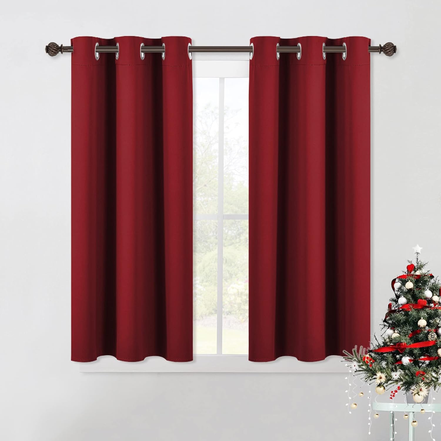 NICETOWN Christmas Window Curtains Blackout Drapes, Thermal Insulated Solid Grommet Blackout Curtains/Draperies for Living Room (One…
