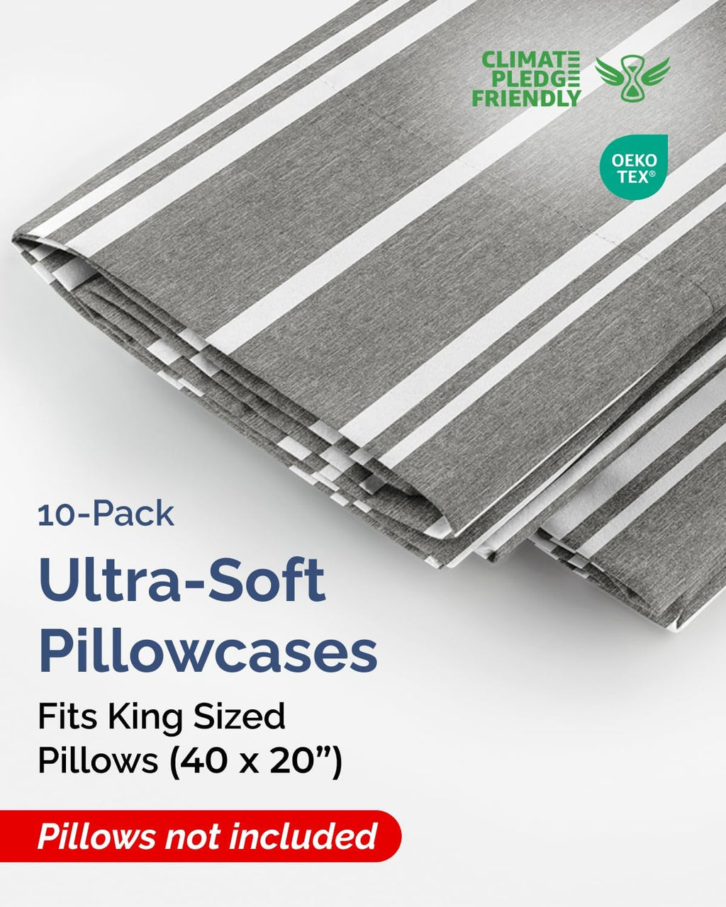 King Pillow Cases Set of 10 - Ultra Soft Hotel Quality Pillowcase Covers - Comfy, Cozy & Wrinkle Free - Shrink & Fade Resistant - Machine…