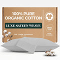 100% GOTS Certified Organic Cotton Pillowcases King - Oeko-Tex Certified 415 Thread Count Hemstitched Pillow Cases, Skin-Friendly, Silky…