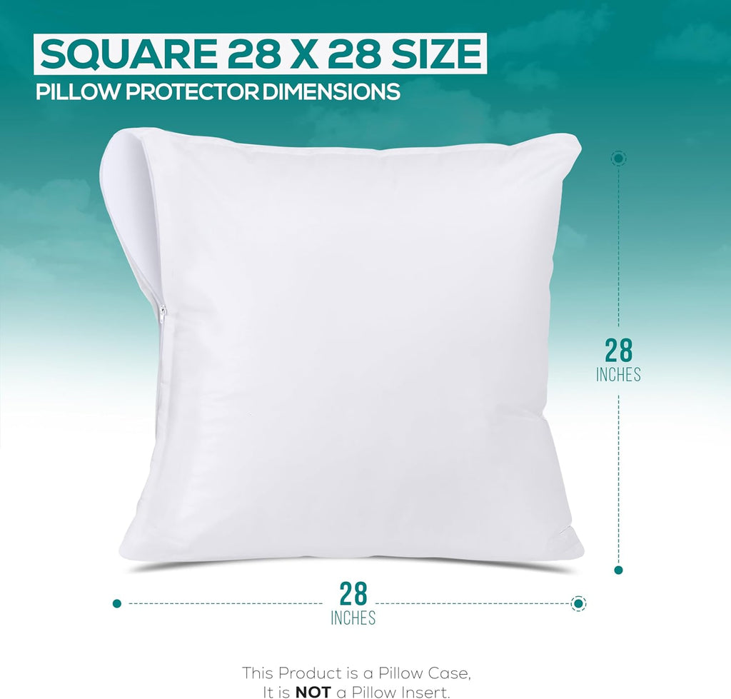 Utopiabedding Utopia Bedding Waterproof Throw Pillow Protectors (No Pillow Inserts) with Zipper 28 x 28 Inches (2 Pack, White), Bed Bug Pro…