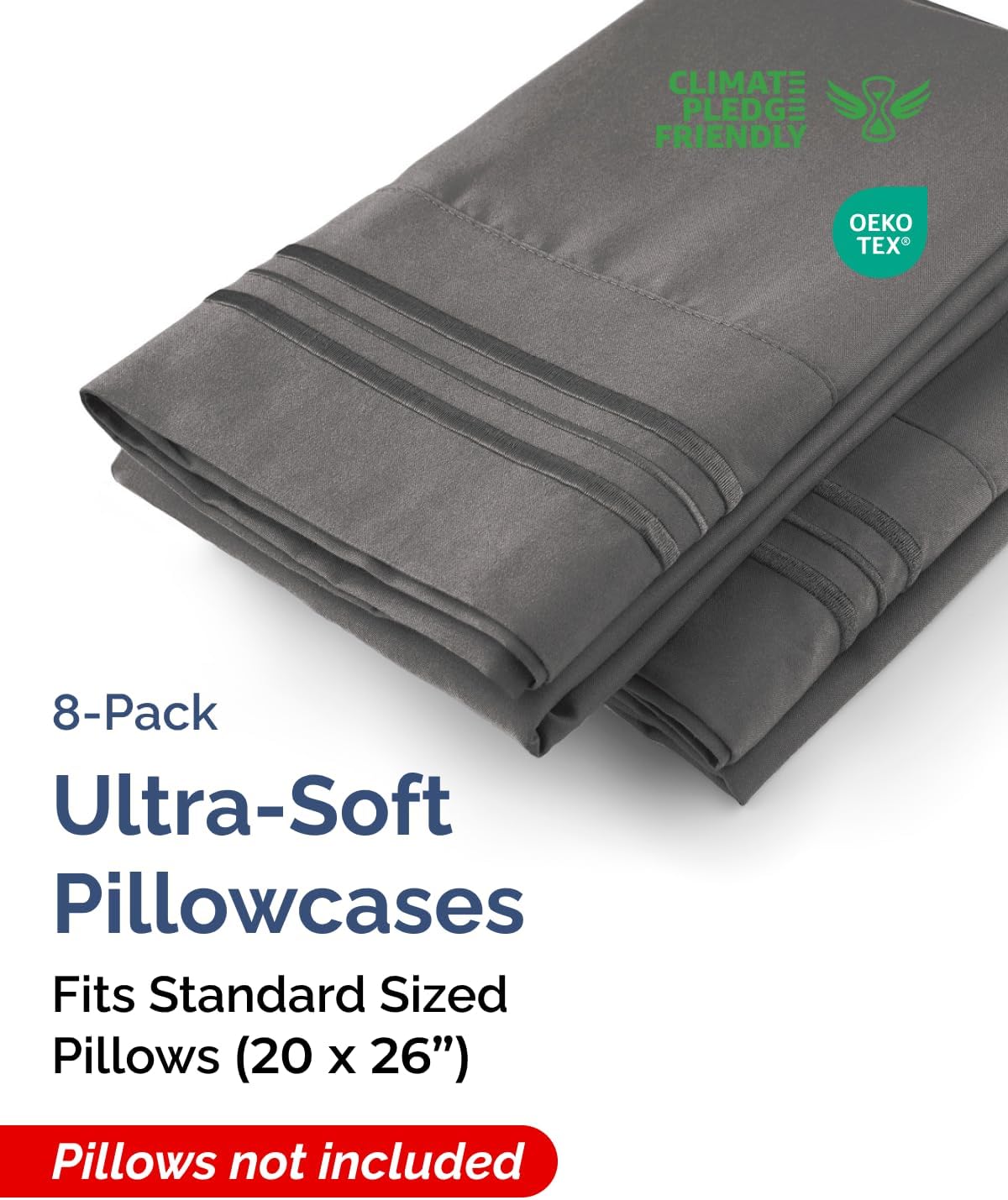 Standard Pillow Cases Set of 8 - Ultra Soft Hotel Quality Pillowcase Covers - Comfy, Cozy & Wrinkle Free - Shrink, Stain & Fade Resistant…
