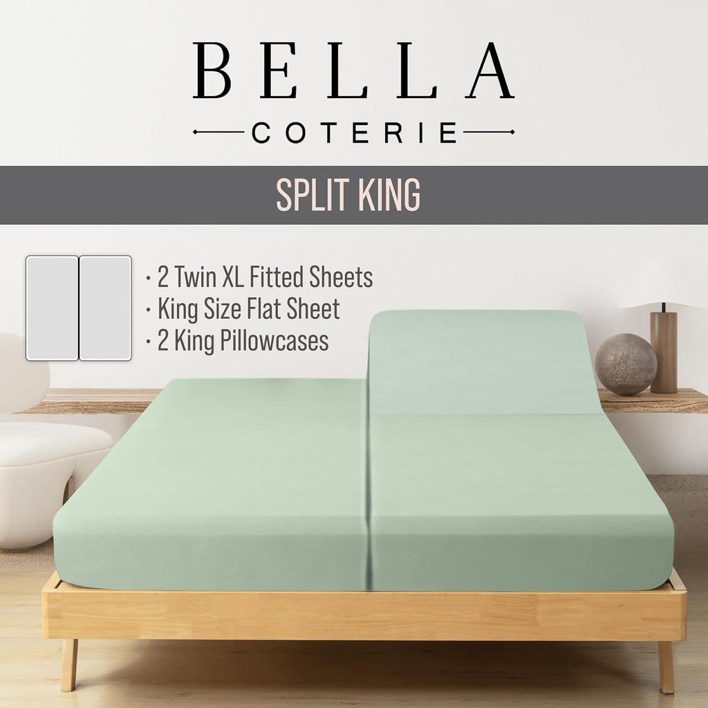 Bella Coterie Luxury Bamboo Viscose Split King Size Sheet Set | 2 Fitted Sheets for Sleep Number & Adjustable Beds | 100% Organically…
