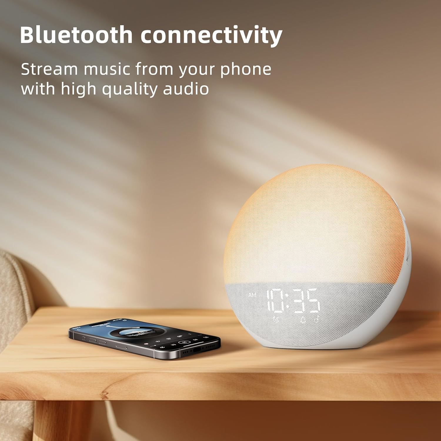 Odokee Sunrise Alarm Clock White Noise Machine: Natural Wake Up Light - Dimmable Clock with Bluetooth Speaker for Bedroom - 25 Sleep…