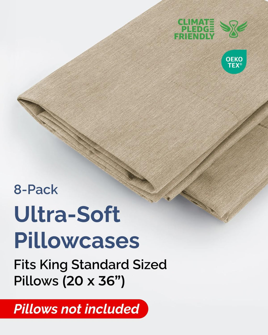 King Standard Pillow Cases Set of 8 - Ultra Soft Hotel Quality Pillowcase Covers - Comfy & Wrinkle Free - Shrink & Fade Resistant…
