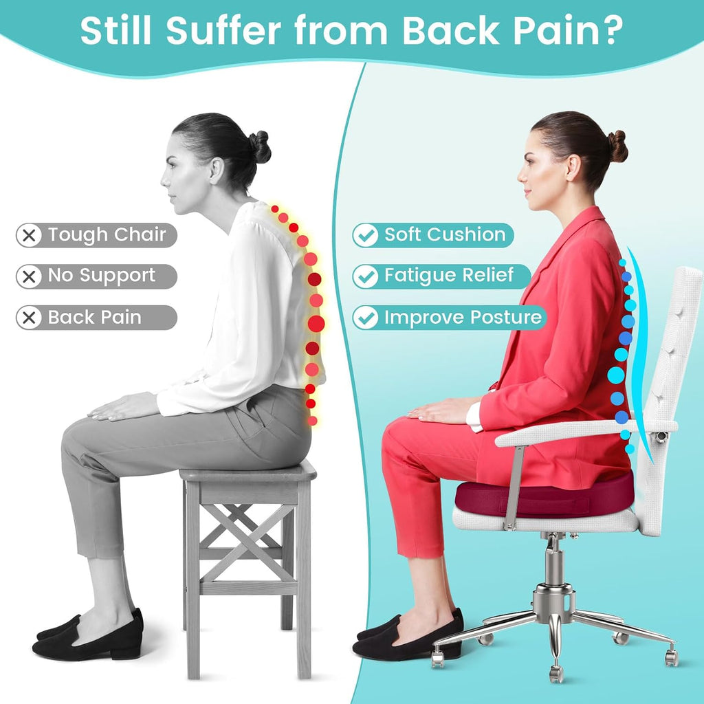 CushZone Office Chair Seat Cushion, Cooling Gel Enhanced Memory Foam Cushion for Long Sitting - Back, Sciatica, Coccyx, Tailbone Pillow - f…