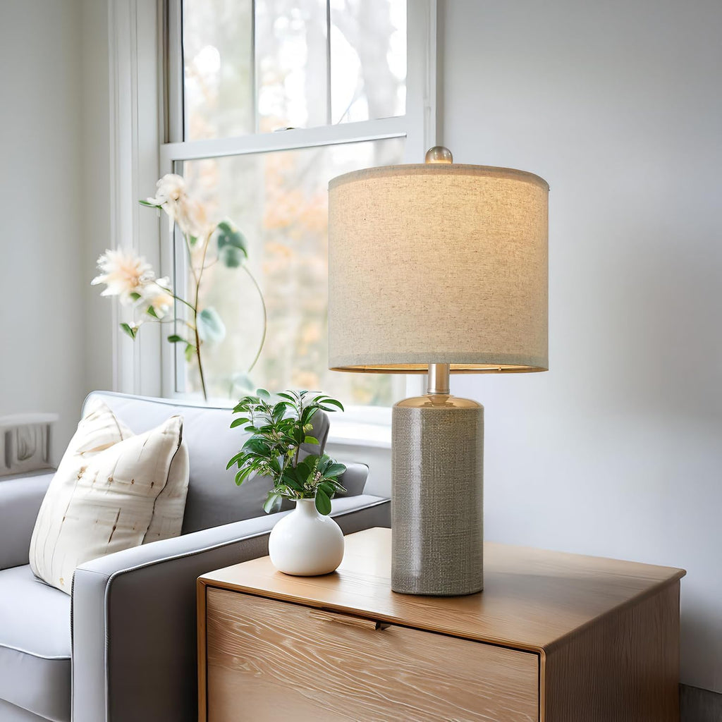 G-SAFAVA 20.25" Small Table Lamps Set of 2 Modern Ceramic Lamps for Living Room Farmhouse Bedside Lamps Boho Lamps for Night Stands Grey…