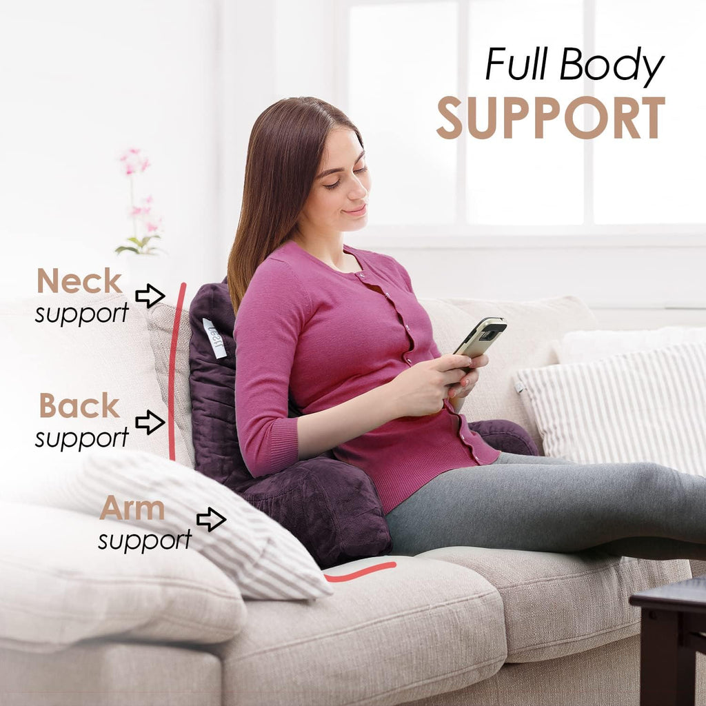 Nestl Reading Pillow with Shredded Memory Foam, Designed for Sitting Up in Bed and Couch, Back and Arms Adjustable Support for Adult &…