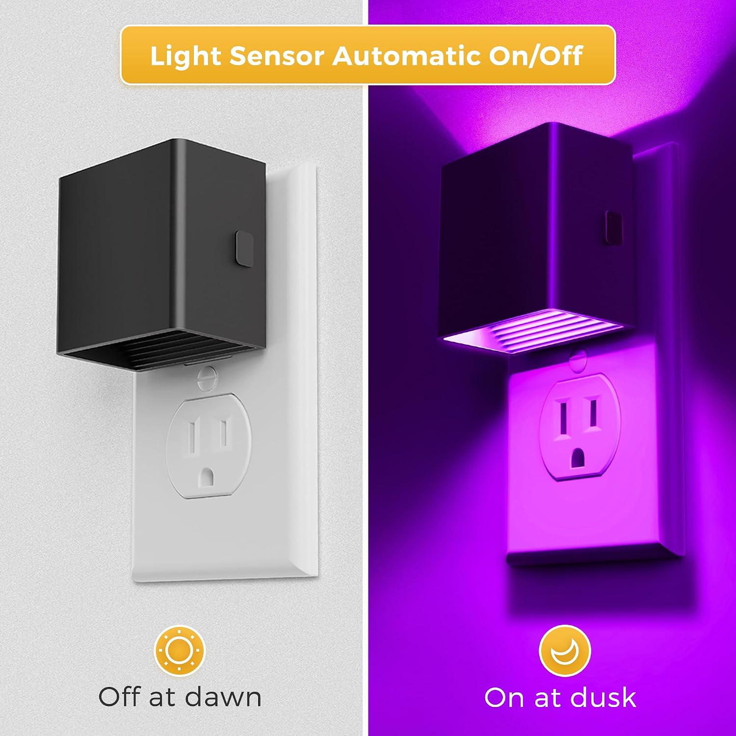 L LOHAS LED Night Lights Plug into Wall,[2-Pack] Plug in Night Light with Dusk to Dawn Sensor, Brightness Adjustable, RGB Color…