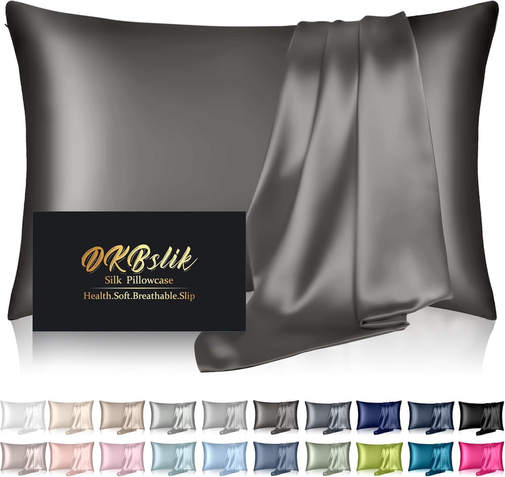 Home Silk Pillowcase for Hair and Skin, Mulberry Silk Pillow Cases Queen Size, Anti Acne Cooling Beauty Sleep Both Sides Natural Silk Satin…