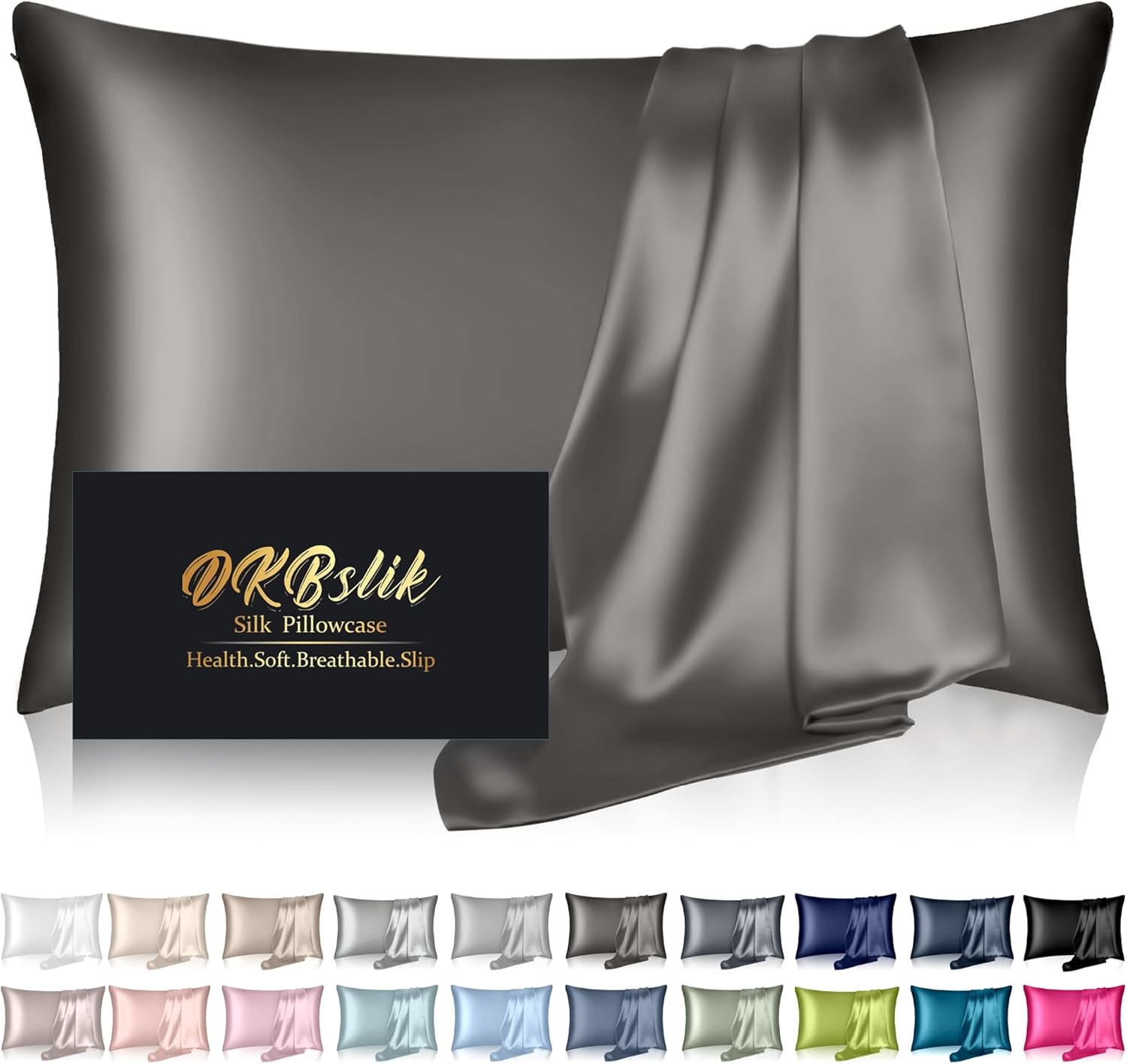 Home Silk Pillowcase for Hair and Skin, Mulberry Silk Pillow Cases Queen Size, Anti Acne Cooling Beauty Sleep Both Sides Natural Silk Satin…