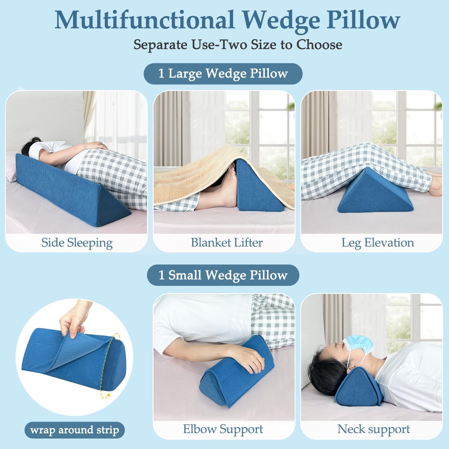 NEPPT Wedge Pillow Body Position Wedges Back Positioning Elevation Pillow Case Pregnancy Bedroom Eevated Body Alignment Ankle Support…