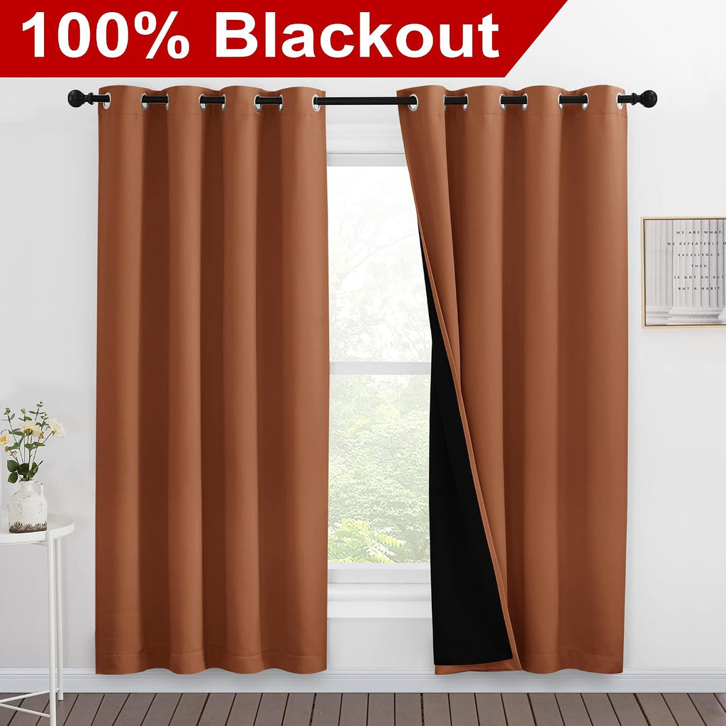 Nicetown 100% Blackout Window Curtain Panels, Full Light Blocking Drapes with Black Liner for Nursery, 78-inch Drop Thermal Insulated Drape…