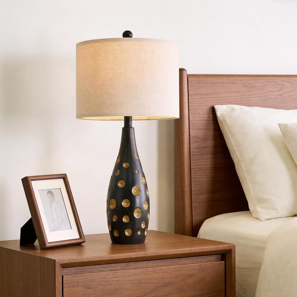 BOBOMOMO 26” Table Lamps Set of 2 for Living Room Bedroom, Modern Gold Accent Bedside Lamps with Linen Shade & Rotary Switch, Modern…