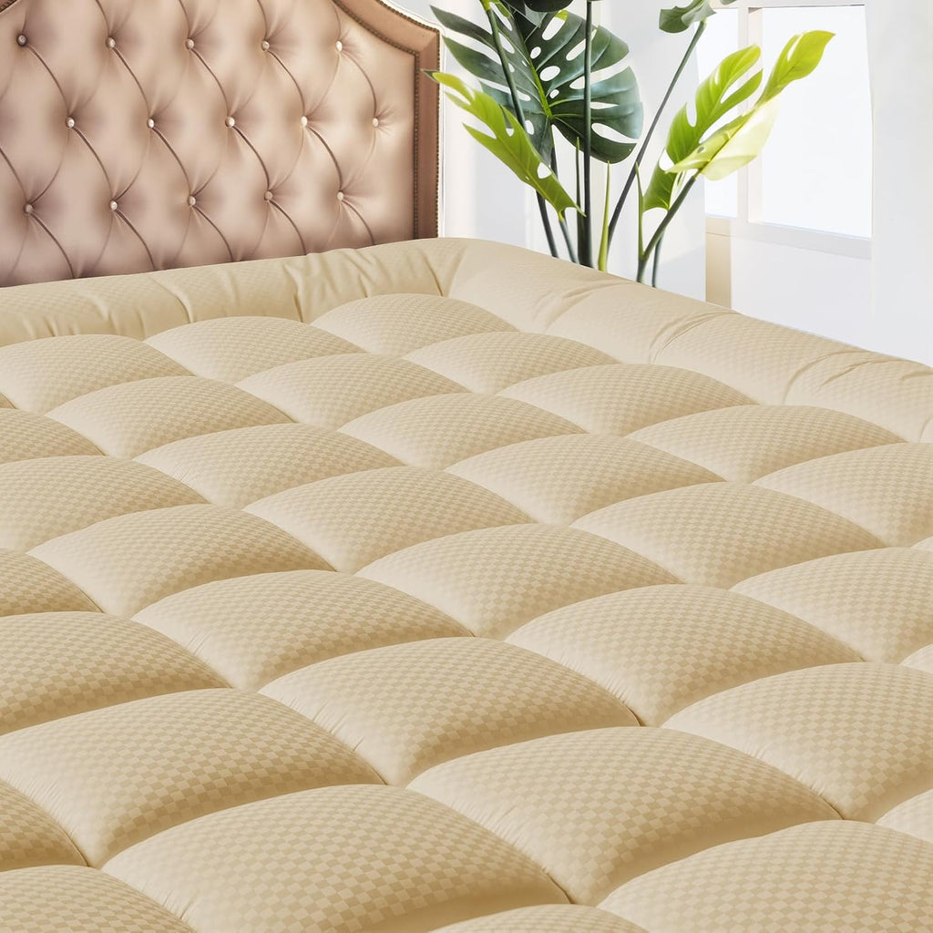 Matbeby Queen Size Mattress Pad - Cooling Breathable Mattress Topper, Quilted Fitted Mattress Protector, Pillow Top Mattress Cover with 8-2…
