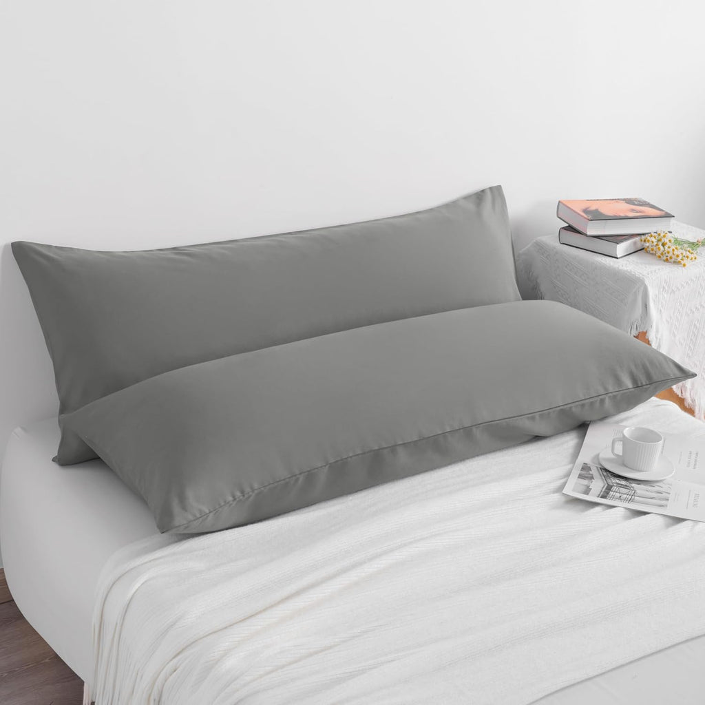 Ntbay 2-Piece Body Pillowcase Set, 20x54 inches, Smoke Grey, Microfiber, Wrinkle-Free, Fade-Resistant, Envelope Closure Grey