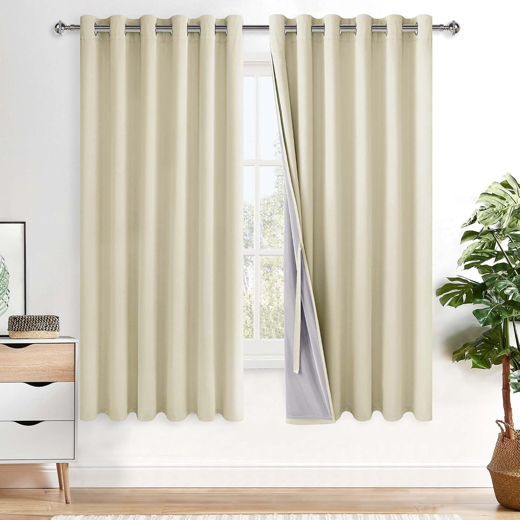 Xwzo 100% Blackout Curtains with Tiebacks- Heat and Full Light Blocking Window Panels with Grommets & Thermal Insulated Draperies for Large…